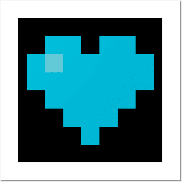 Simple Light Blue Pixel Heart Wall Art by gkillerb